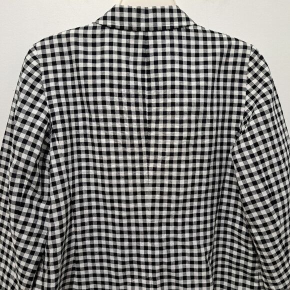 Talbots Linen Blend Preppy Minimal Gingham Blazer Size 12 Petite Black/White NWT - Picture 15 of 15